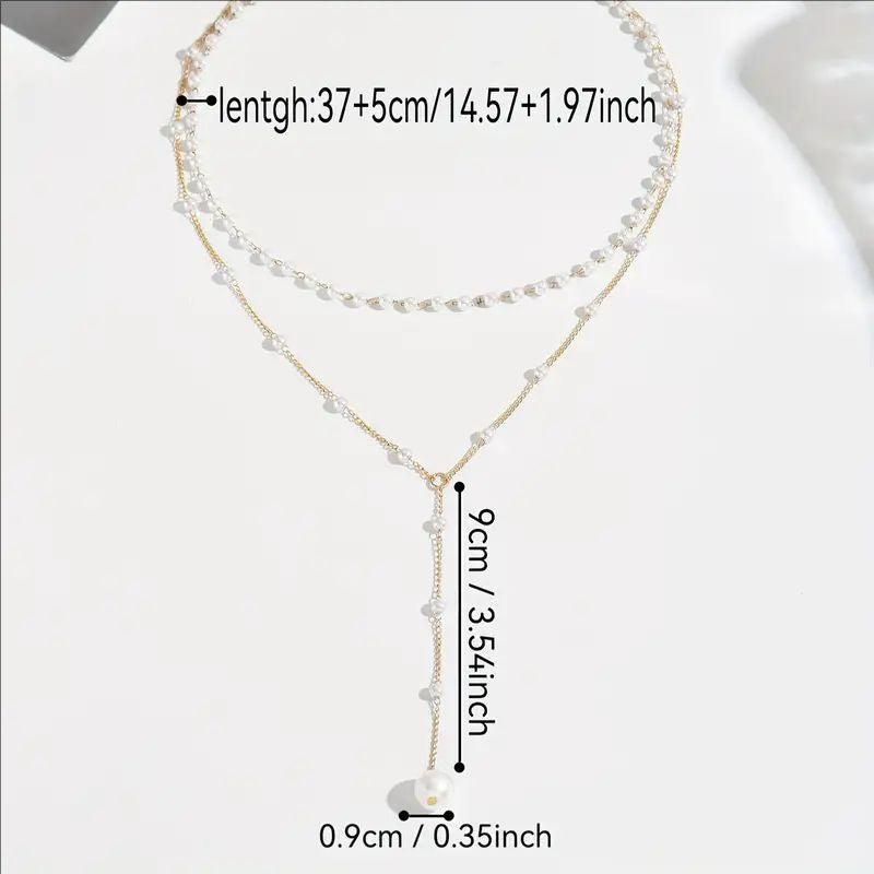 Pearl Tassel Layered Necklace