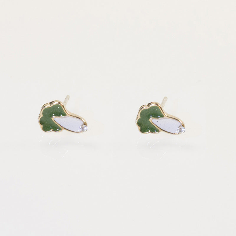 Enamel green vegetable earring