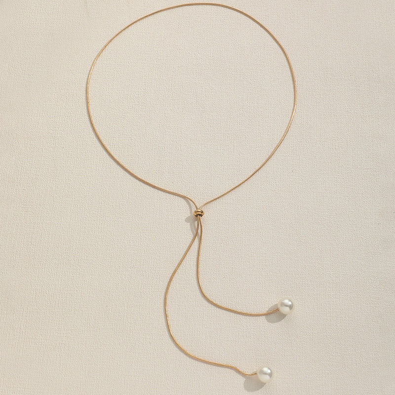 Pull Snake Bone Pearl Necklace Fashion