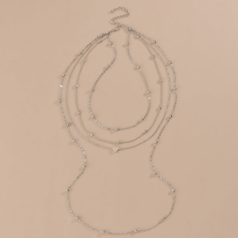 Fashion Jewelry Heart Pendant Chain Layered Set Necklace