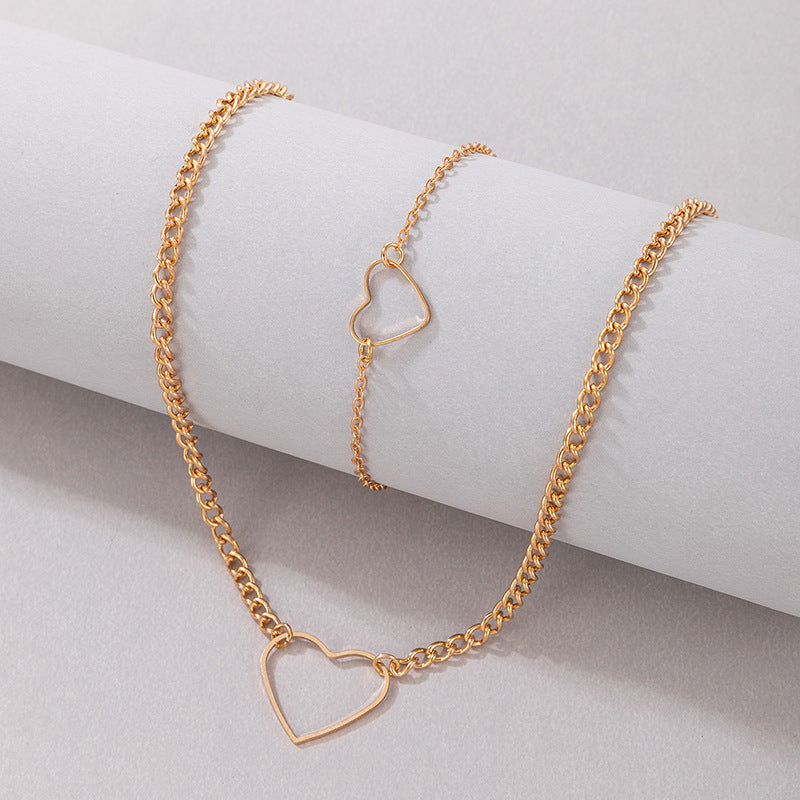 Chain Hollow Heart Choker Necklace