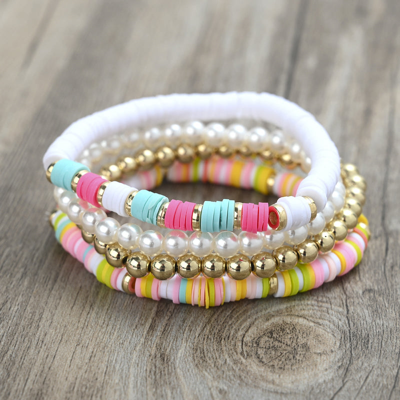 Bohemian Beaded Stretch Bracelets Colors Clay Beads