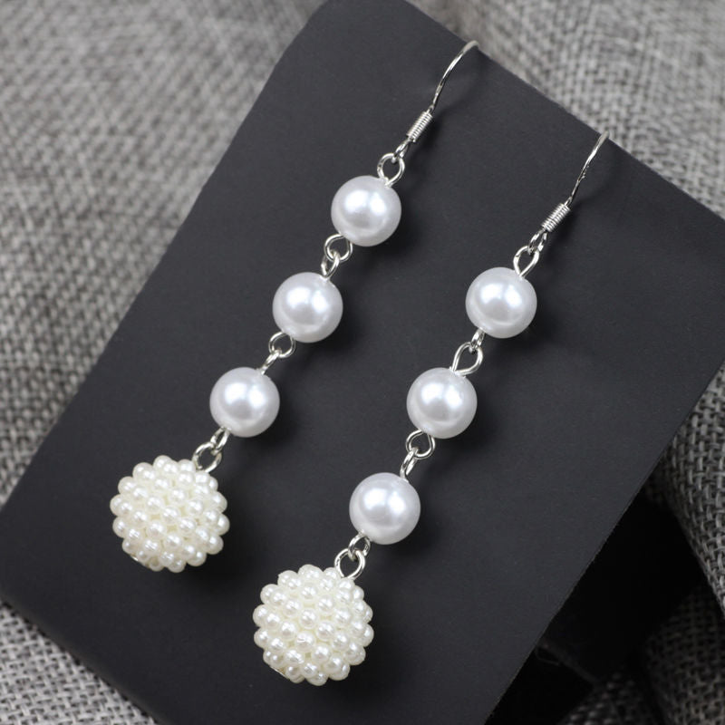 Elegant Women Long Tassel Pearl Earrings