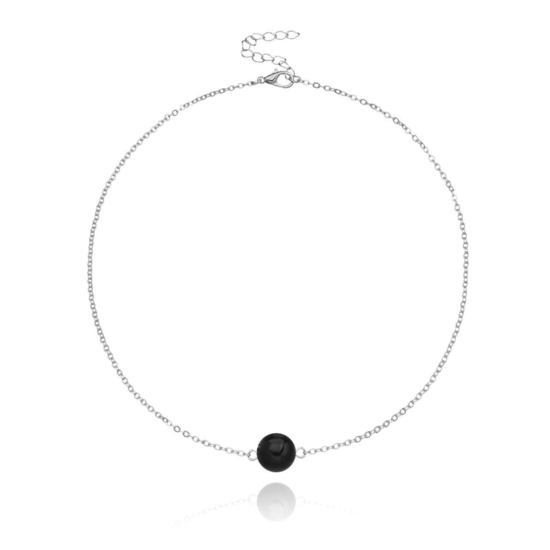 Black Glass Beads Necklace