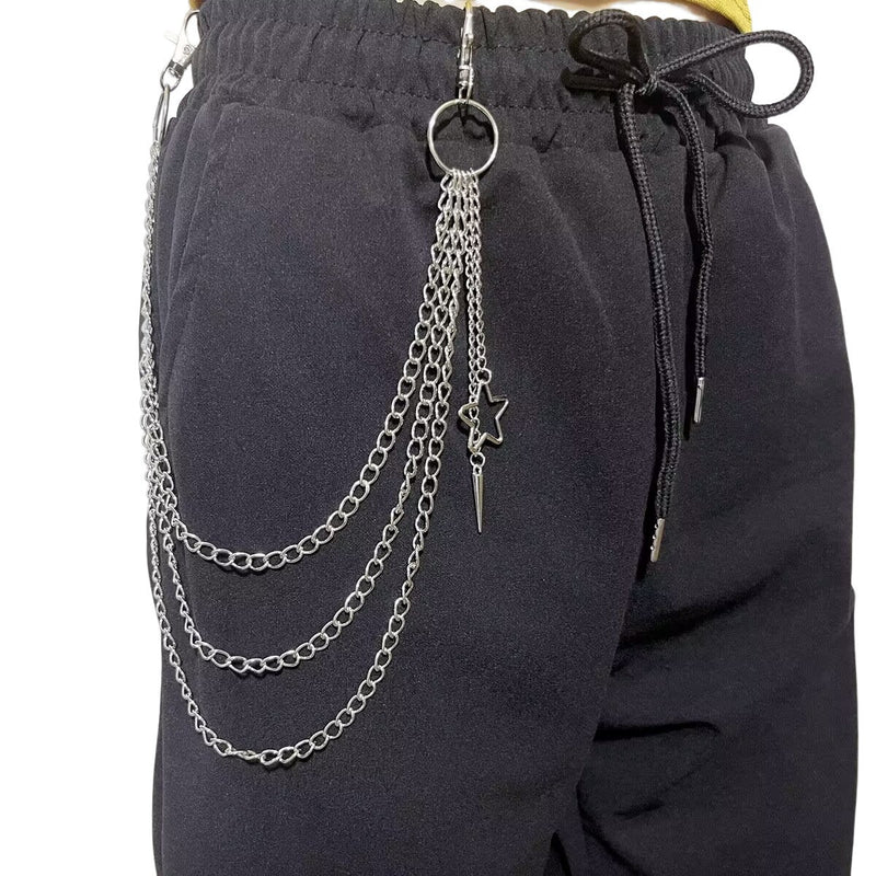 Hollowed Out Five-pointed Star Metal Waist Chain