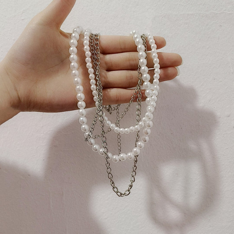 Vintage Layered Necklace Faux Pearl Strand Costume Jewelry