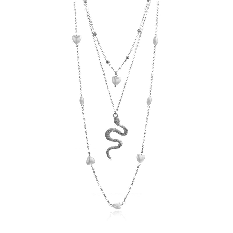 Multi Layer Fashion Chain Pearl Snake Necklace