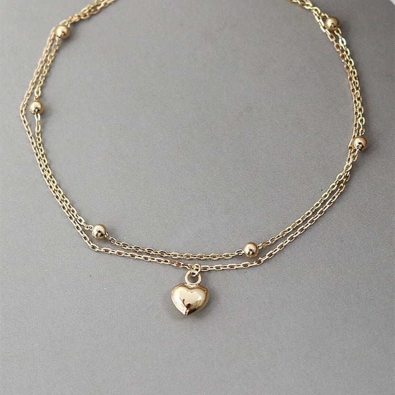 Bohemian Layered Heart Anklet Jewelry