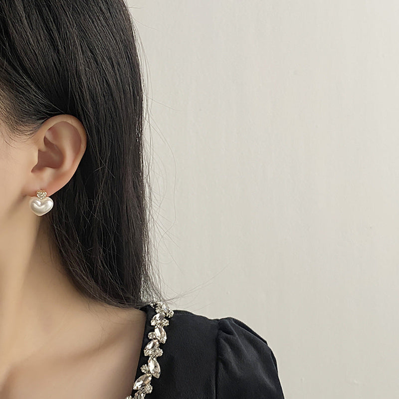 Peach Heart Pearl Earrings