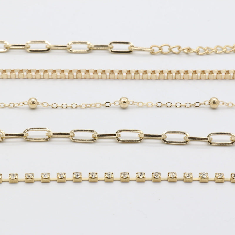 Rectangle Link Chain Bracelet Set