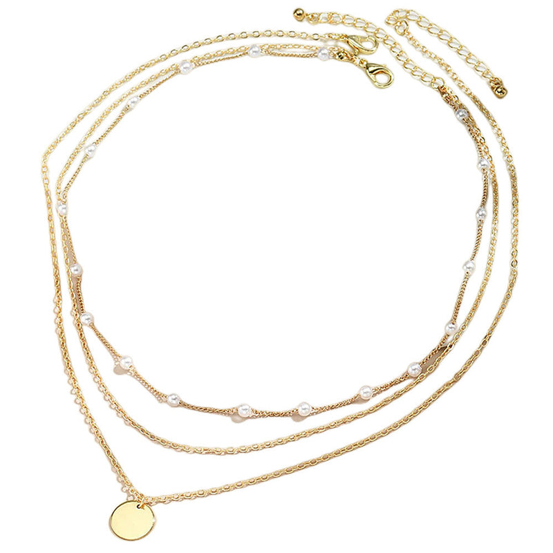 Multi Layer Pearl Chain Necklace