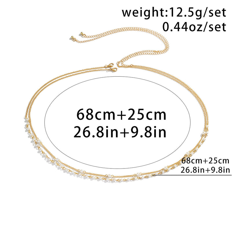 Sexy Simple Pearl Waist Chain Women Double Layer Body Chains