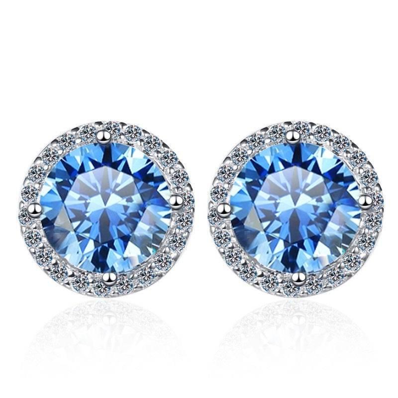 S925 Multicolor Moissanite Halo Stud Earrings, Sterling Silver 10 Color Round-Cut Certificated Moissanite Jewelry for Men & Women, Simple & Stylish Gift for Wedding, Birthday, Anniversary