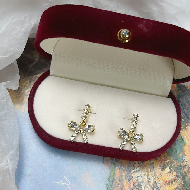 Hollow Bow Rhinestone Geometric Earring