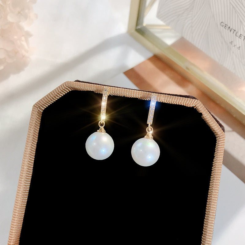Dangle Drop Pearl Stud Earrings