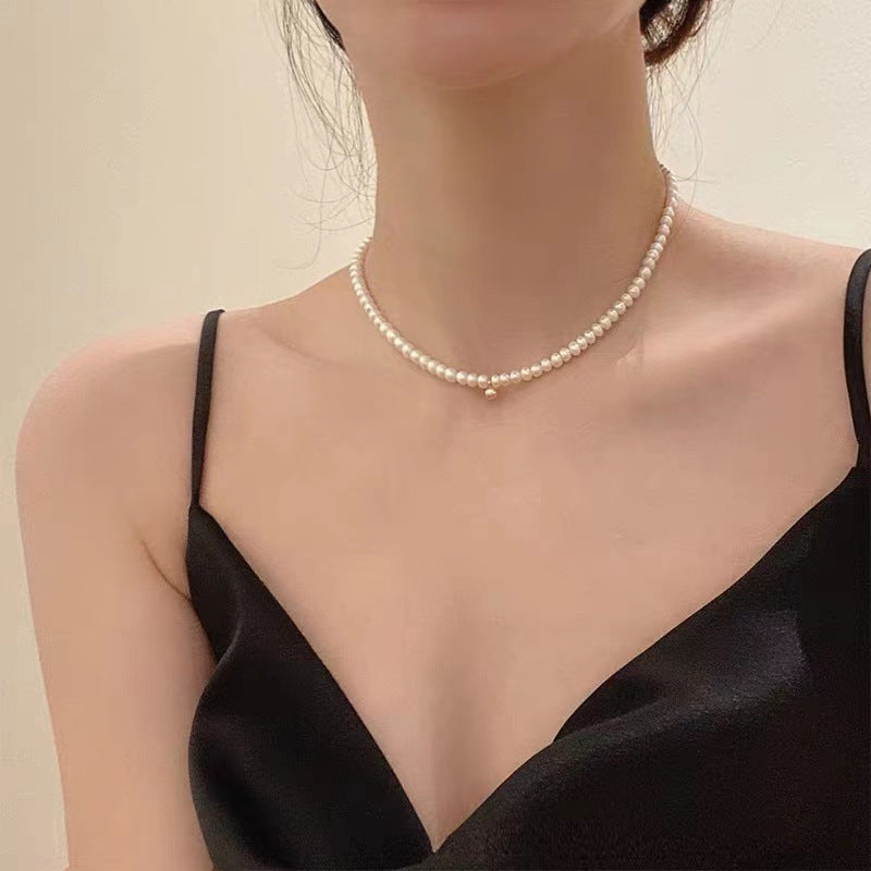 Simple Pearl Chain Choker Necklace for Women
