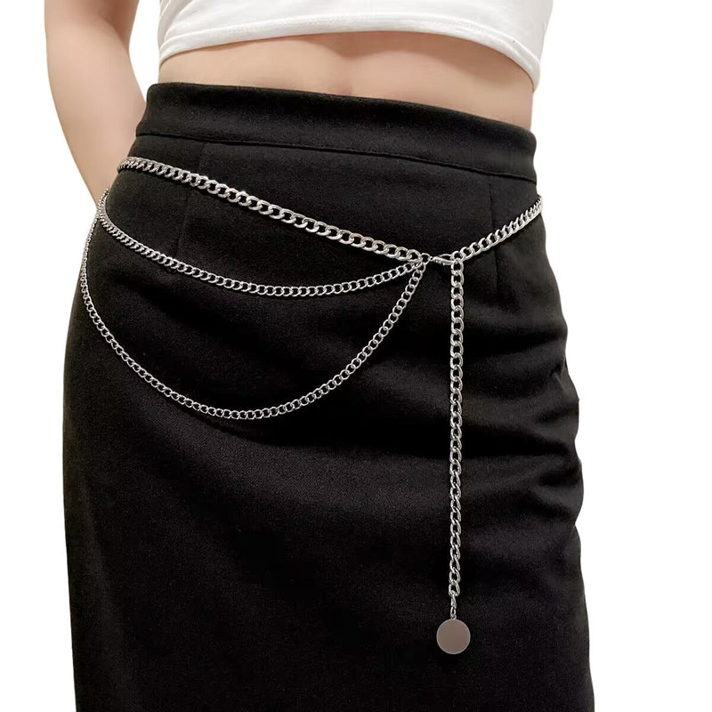 Multilayer Metal Waist Chain Dress Belts Metal Belt