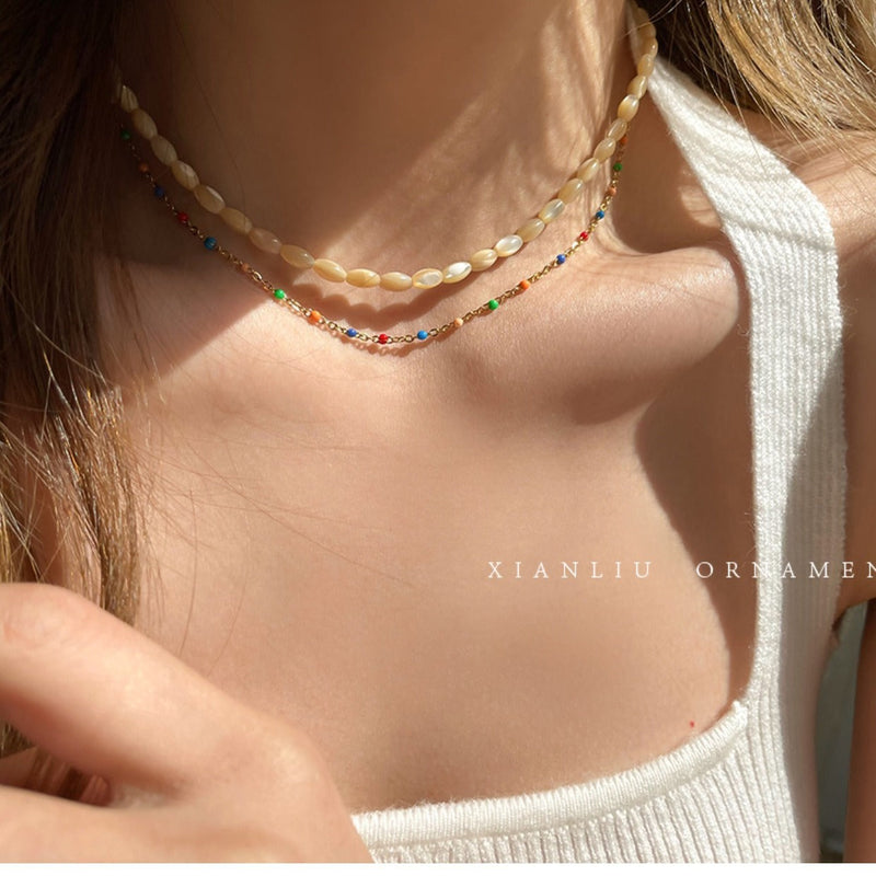 Shell String Choker Necklace