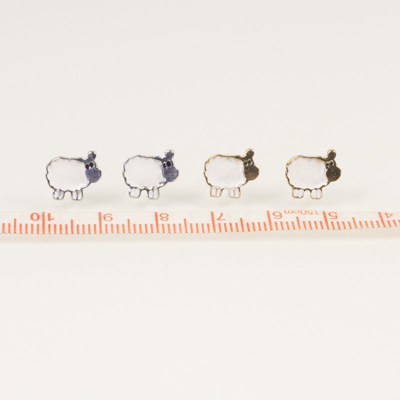 White Enamel Sheep Stud Earring