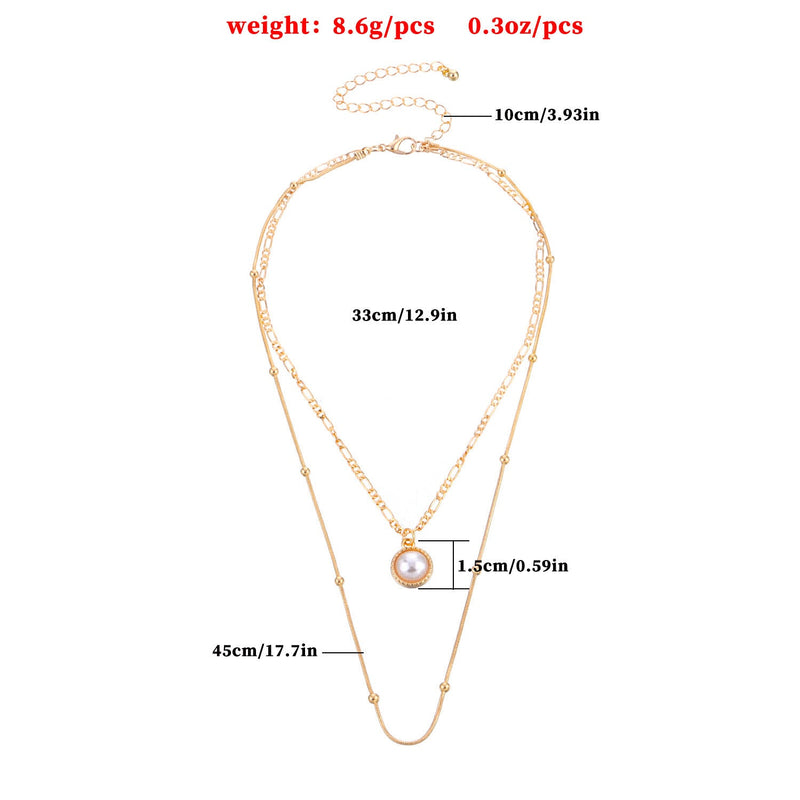 Layered Necklace Pearl Pendant
