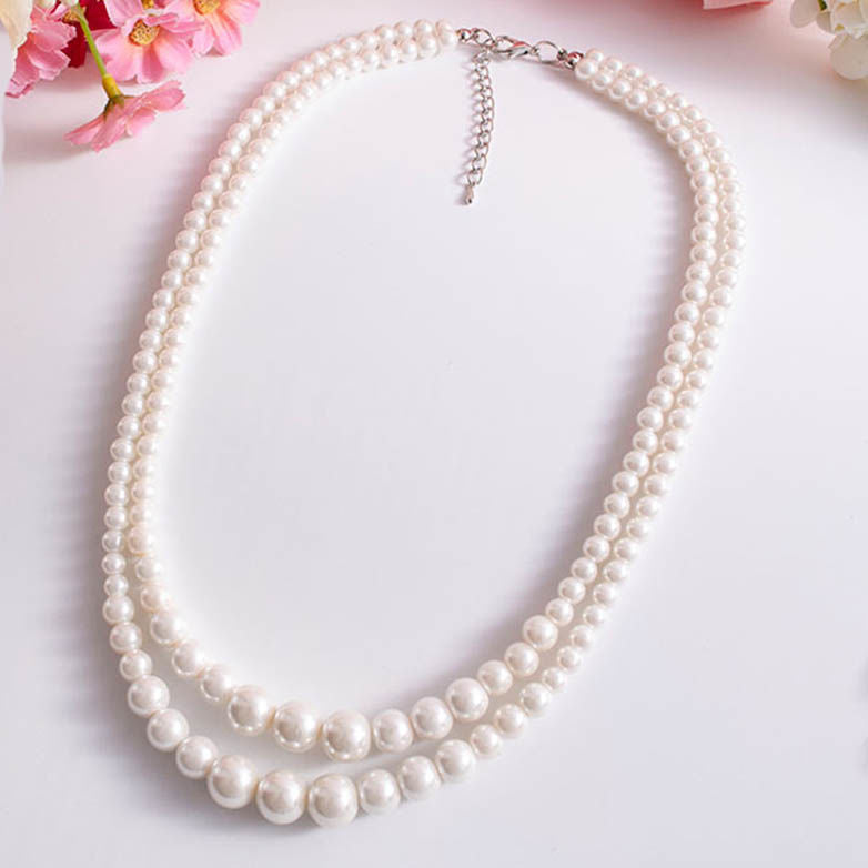 Multi-Layer Pearl Statement Bridal Choker Necklace for Wedding Party Jewelry