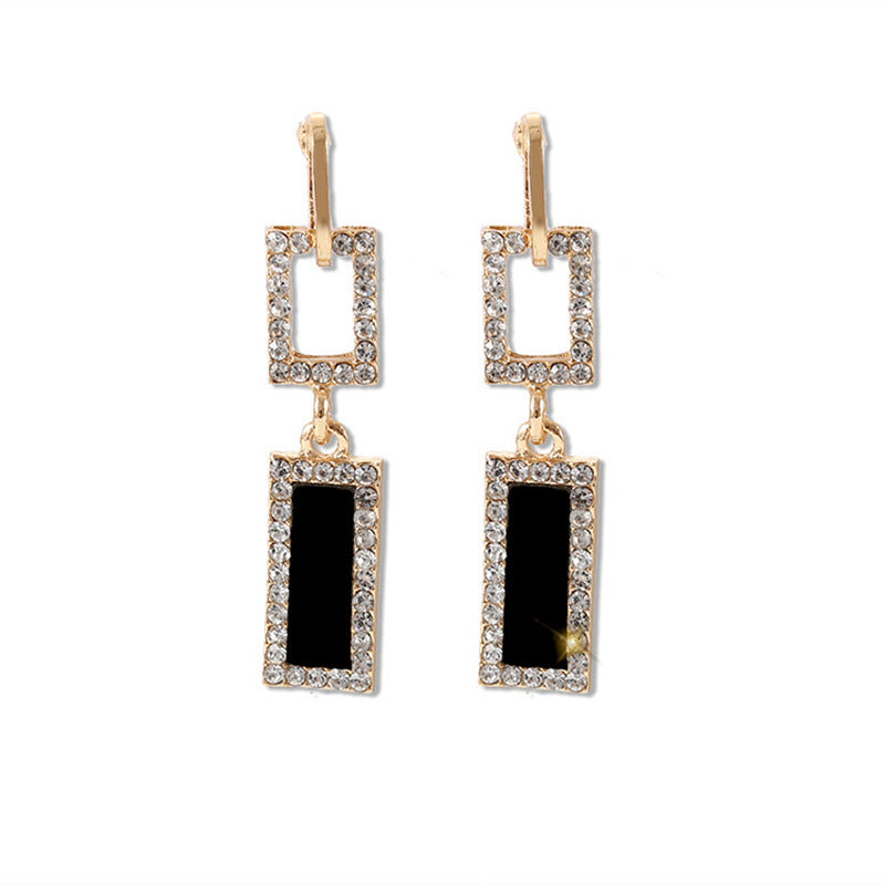 Geometric Long Earrings Rhinestone