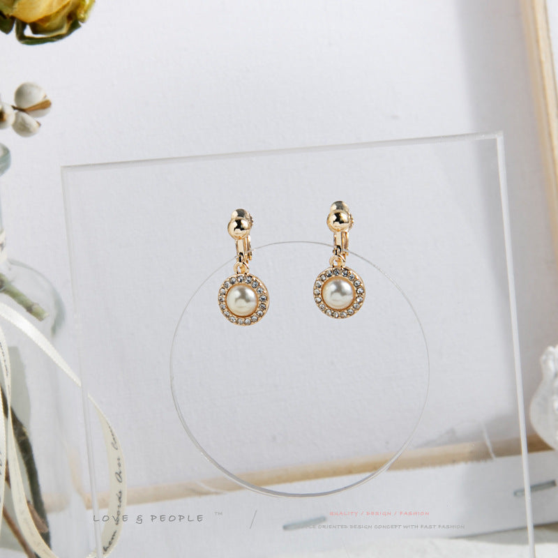 Retro Long Rhinestone Earrings Pearl