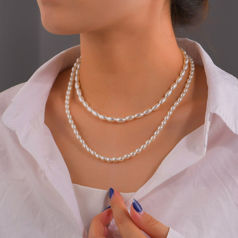Women Layer Pearl Chain Necklace