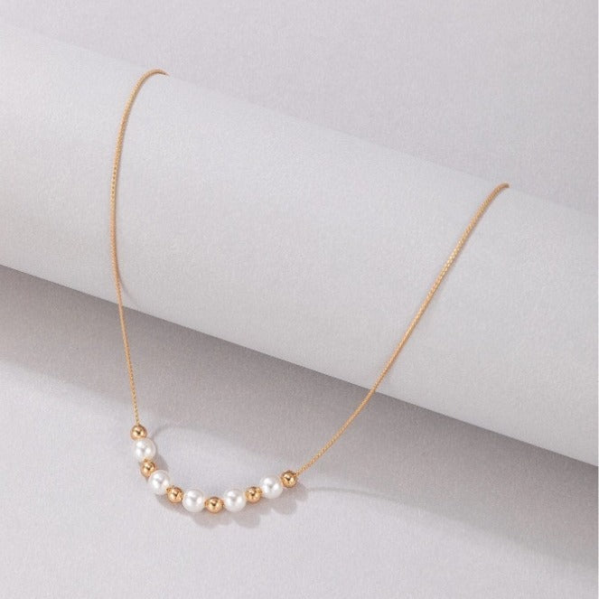 Thin Chain Necklace with Imitation Pearl
