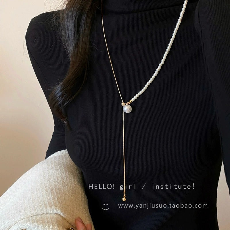 Pearl Snake Chain Choker Necklace for Lady