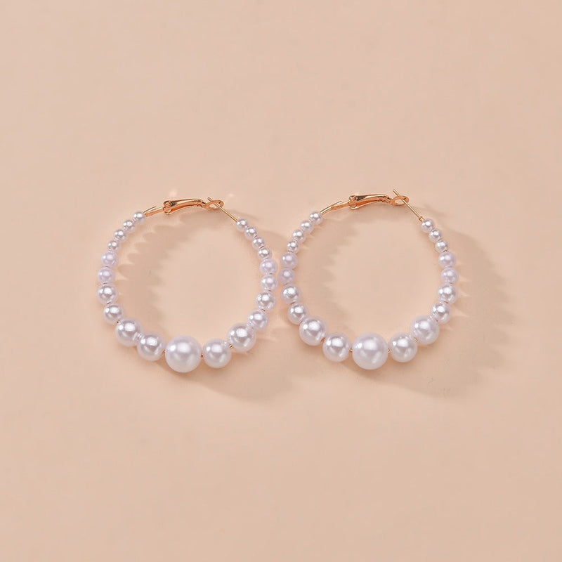 Faux Pearl Hoop Pearl Stud Hoop