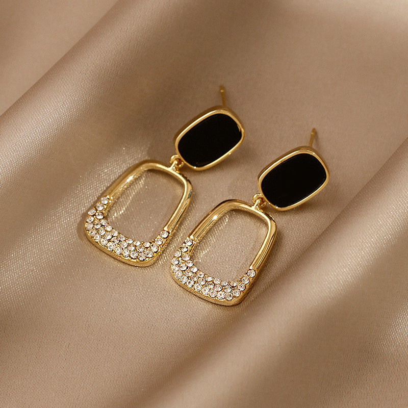 Geometric Rhinestone Stud Earrings
