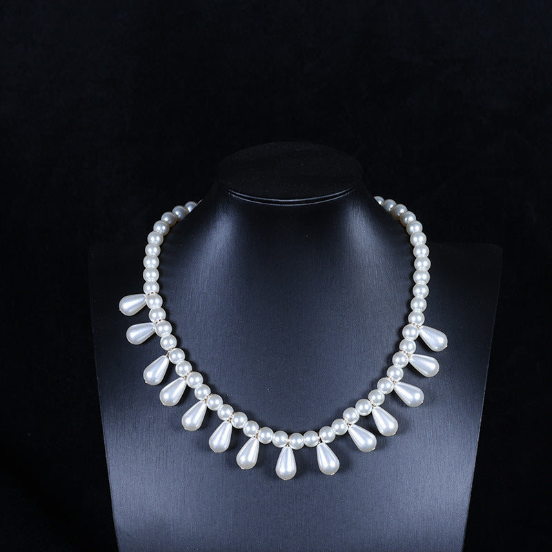 Women Faux Pearl Tassel Necklace