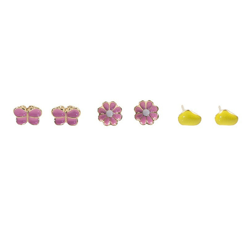 Butterfly flower stud earrings set Jewelry