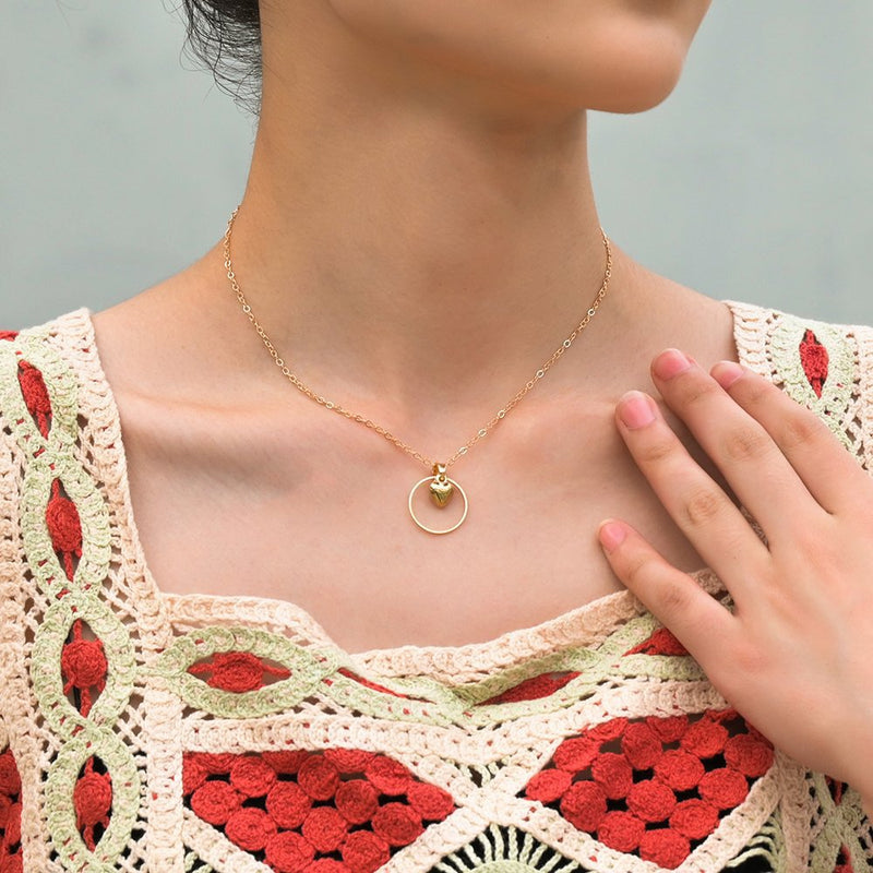 Circle Heart Charm Necklace