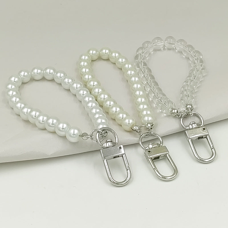 Pearl Mobile Phone Metal Snap Hook Key Chain Phone Charm Strap