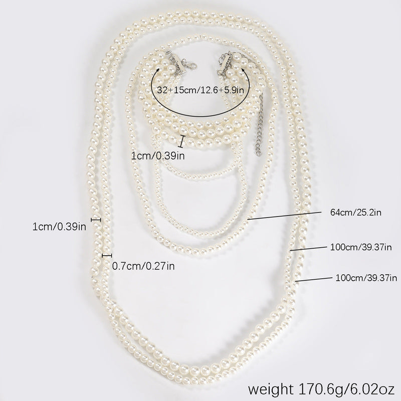 Imitation Pearl Multi-layered Women's Necklace Exaggerated