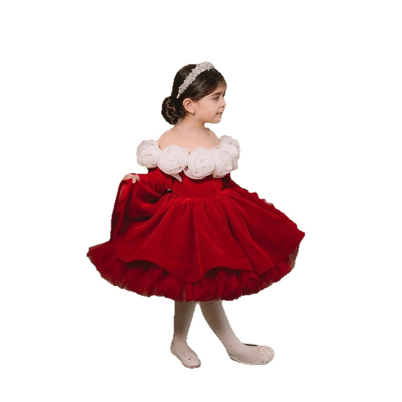 Christmas Princess Dress Children Autumn Long Sleeve Retro