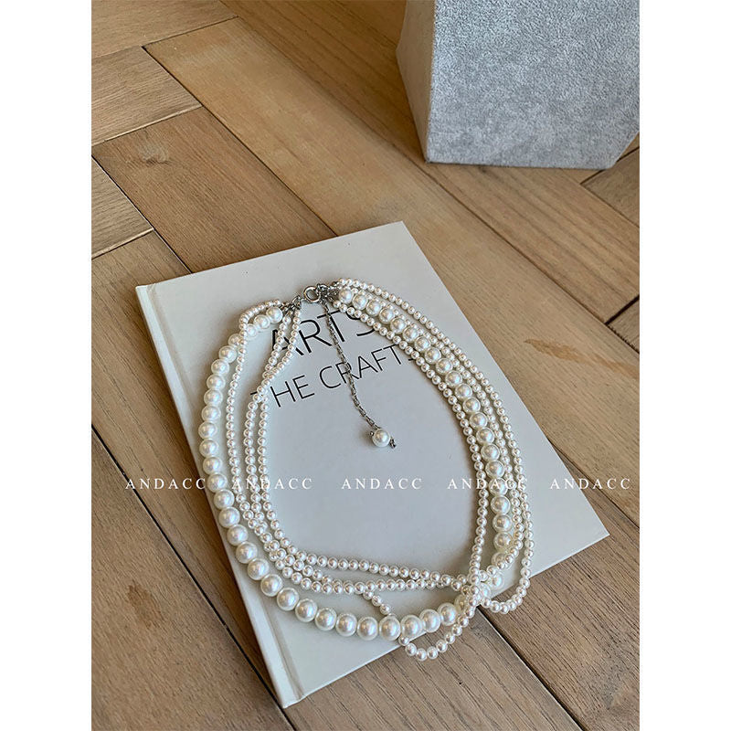 White Multi-Layer Pearl Wedding Necklace