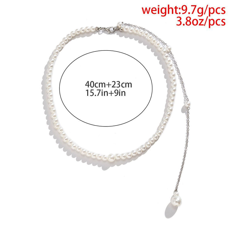 Imitation Pearl Tassel Back Chain Necklace