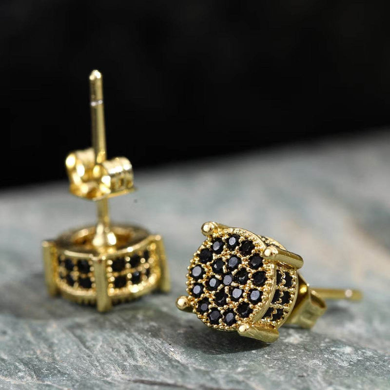 Multicolor Iced Out CZ Micro Pave Round Stud Earrings for Men Women, Hiphop 4-Prong 5A Cubic Zirconia Bling Fashion Studs, 14k White Gold Post