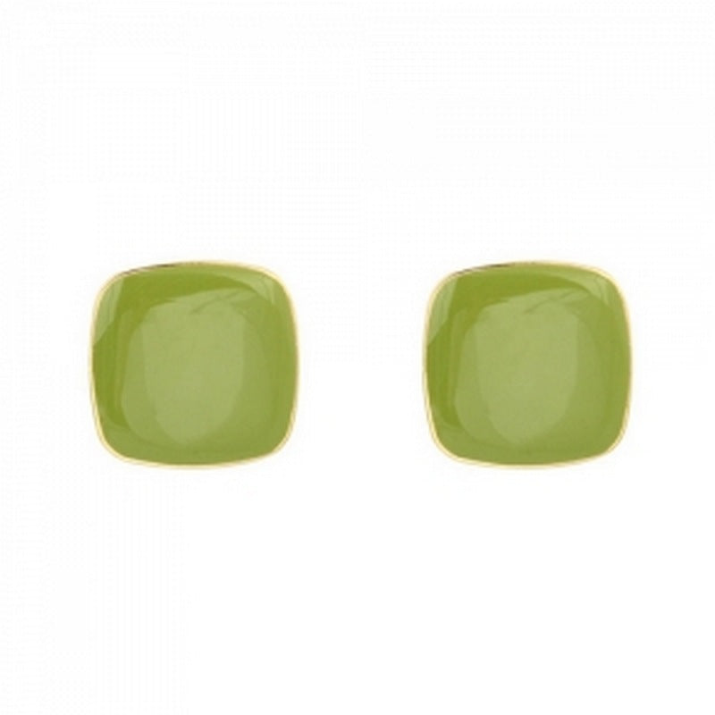 Green Square Earrings
