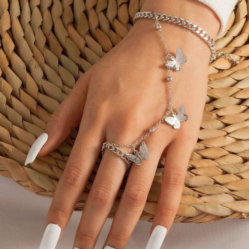 Women butterfly Finger Bracelet Jewelry