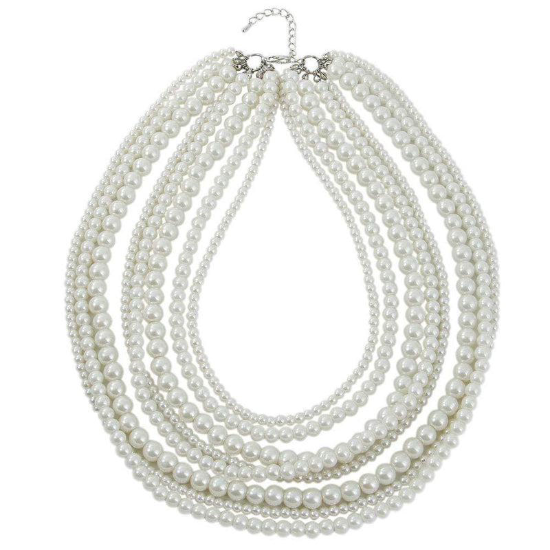 Vintage Layered Necklace Faux Pearl Strand Costume Jewelry