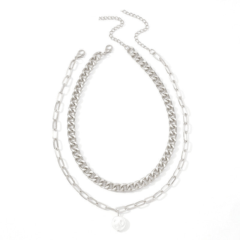 Punk Multi Chain Layered Pearl Necklace