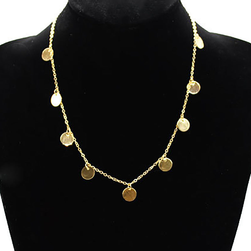 Multi Tiny Round Circle Disc Sequins Choker Charm Necklace