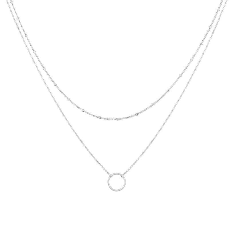 Simple Circle Double Layer Necklace Bead Chain