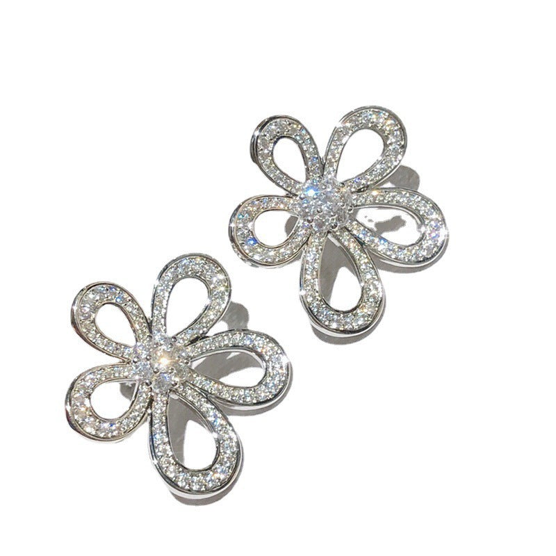 Rhinestone Sunflower Stud Earrings