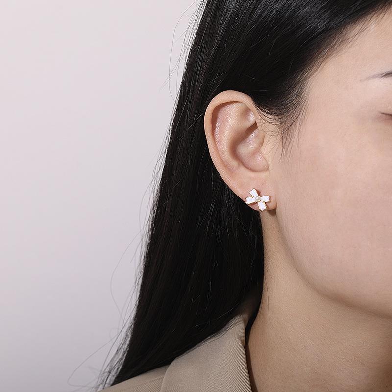 White Enamel Bow Earrings