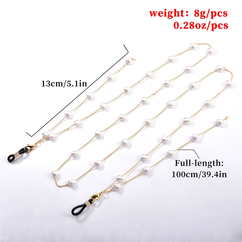 Heart Pearl Color Clip Bead Metal Glasses Chain